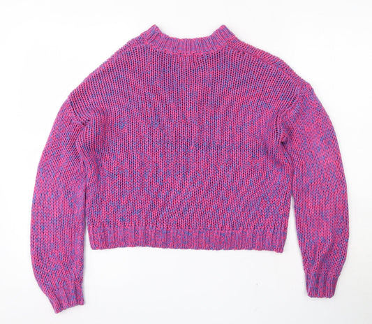 Bershka Womens Multicoloured Round Neck  Acrylic Pullover Jumper Size XS