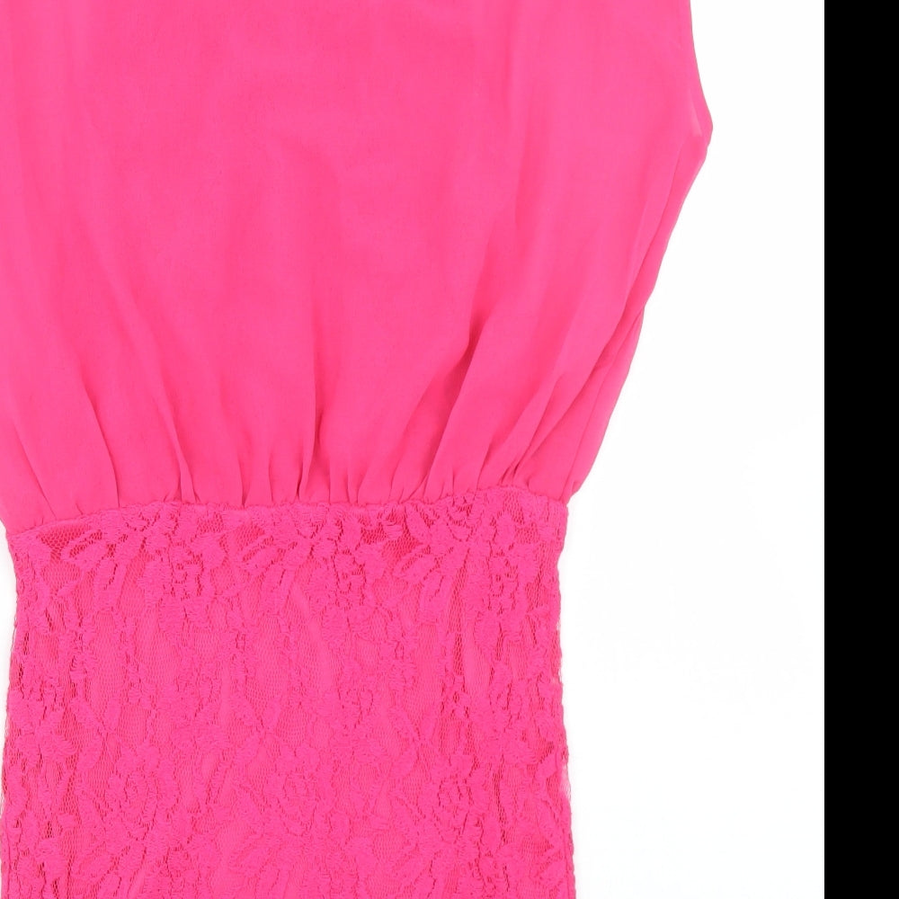 Tokyo Doll Womens Pink  Polyester Pencil Dress  Size 12  Round Neck