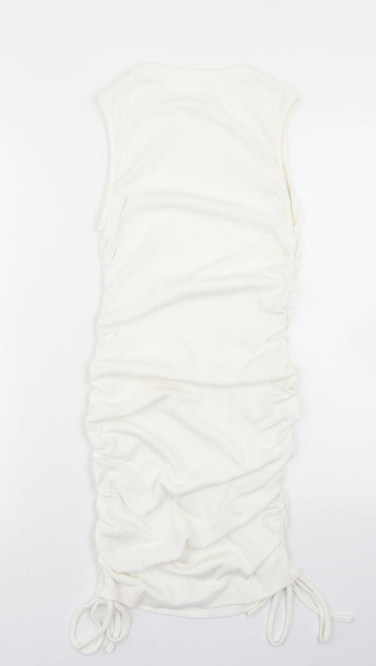 Preworn Womens White  Cotton Bodycon  Size S  Mock Neck