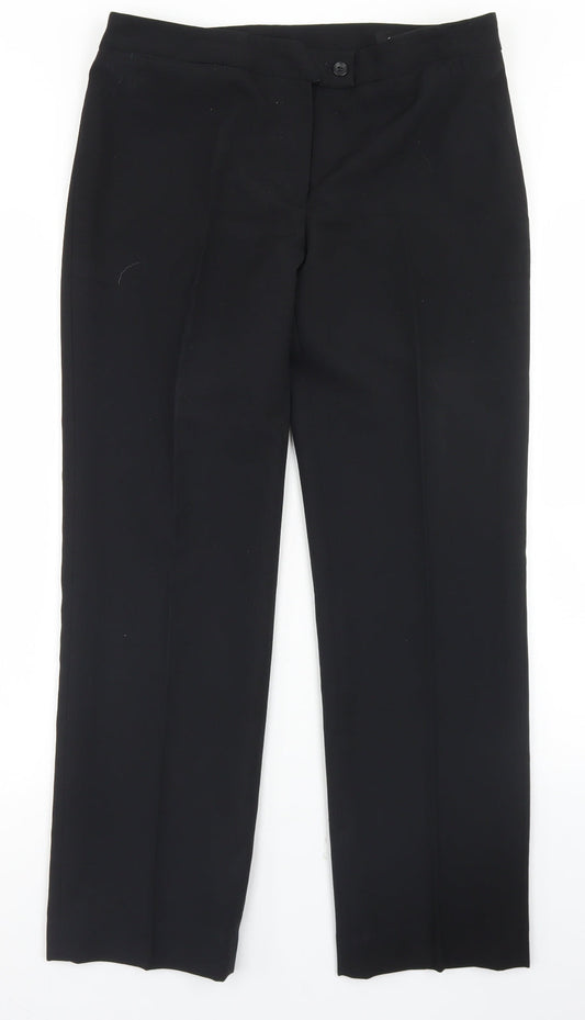 Russums Womens Black  Polyester Dress Pants Trousers Size 12 L29 in Regular Hook & Eye