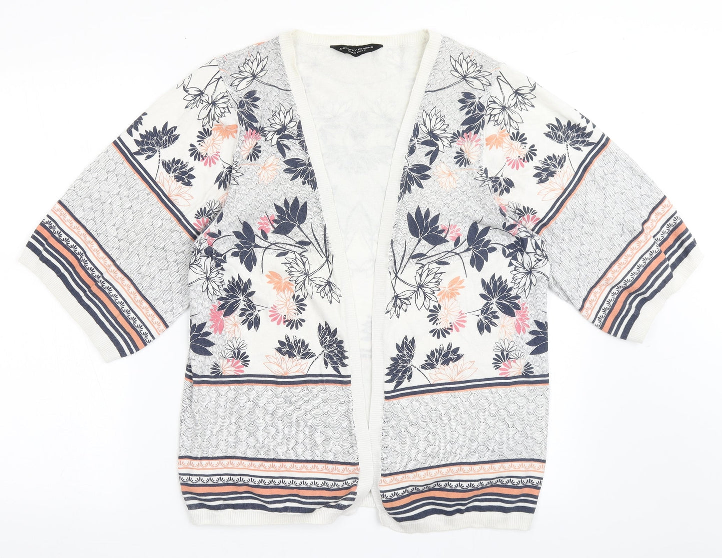 Dorothy Perkins Womens Ivory V-Neck Floral Cotton Cardigan Jumper Size M