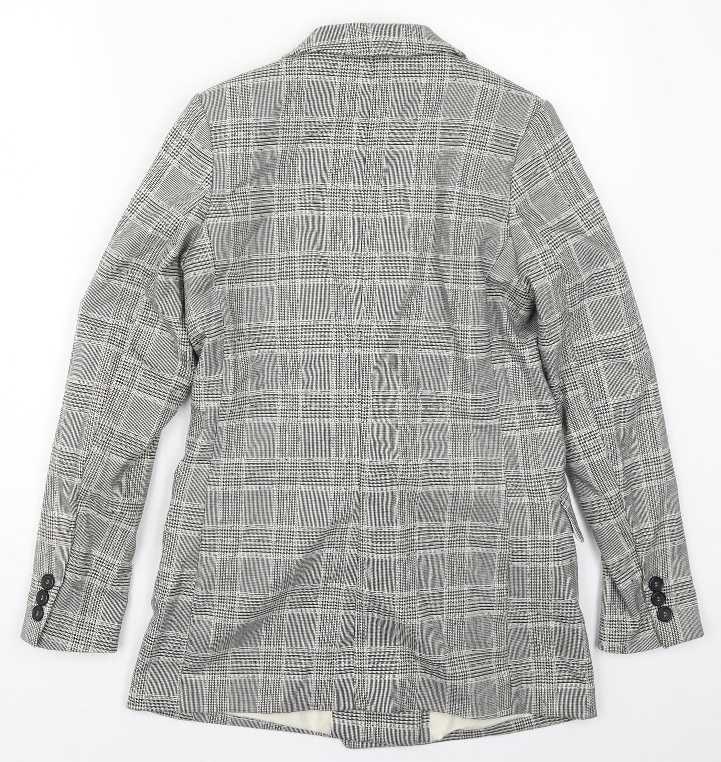 H&M Womens Grey Check Polyester Jacket Suit Jacket Size 6