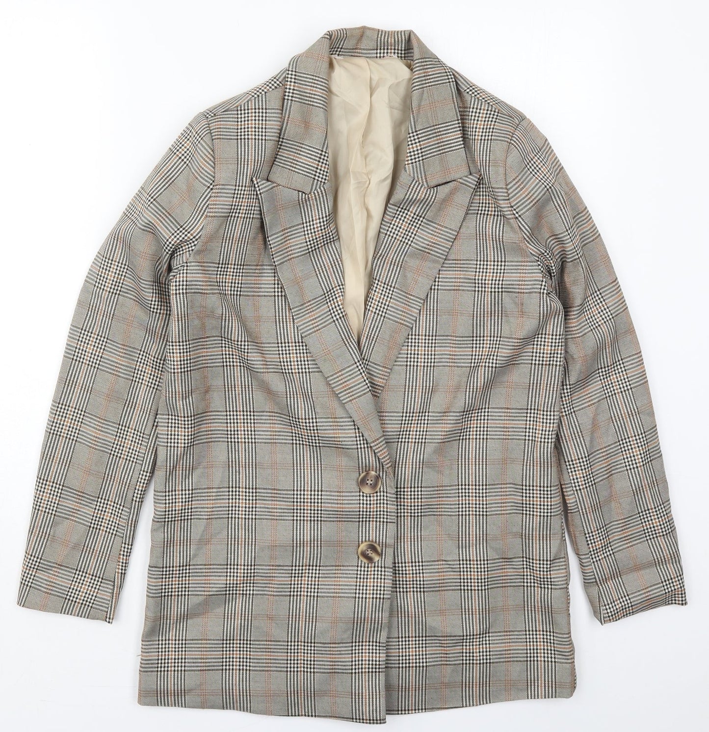 Urban Threads Womens Beige Check Polyester Jacket Suit Jacket Size 6