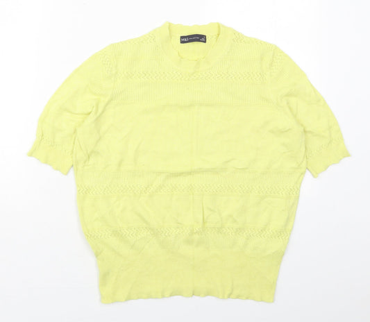 Marks and Spencer Womens Yellow Collared  Viscose Pullover Jumper Size 14