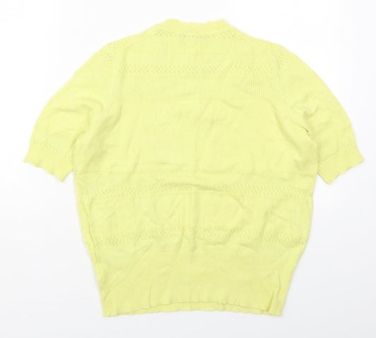Marks and Spencer Womens Yellow Collared  Viscose Pullover Jumper Size 14