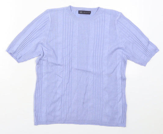 Marks and Spencer Womens Blue Crew Neck  Viscose Pullover Jumper Size 14