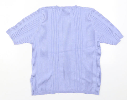 Marks and Spencer Womens Blue Crew Neck  Viscose Pullover Jumper Size 14