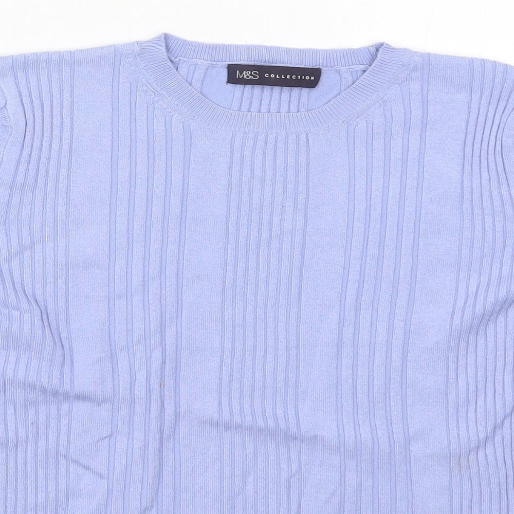 Marks and Spencer Womens Blue Crew Neck  Viscose Pullover Jumper Size 14