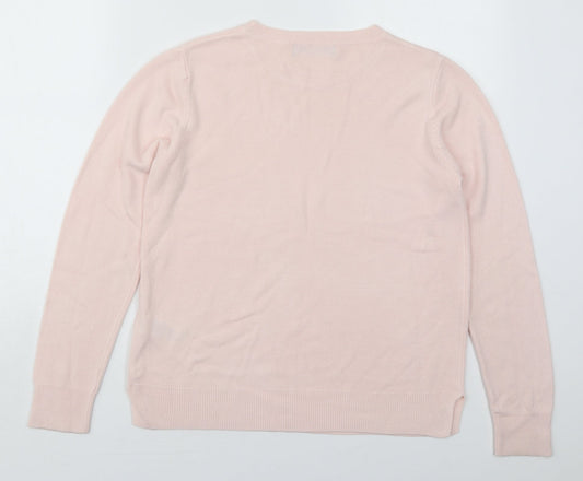 Marks and Spencer Womens Pink Crew Neck  Acrylic Pullover Jumper Size 14
