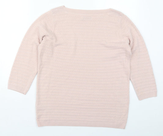 Marks and Spencer Womens Pink Boat Neck  Acrylic Pullover Jumper Size 14