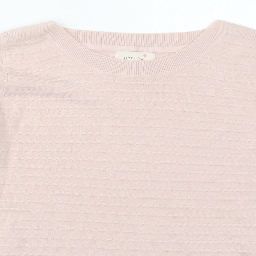 Marks and Spencer Womens Pink Boat Neck  Acrylic Pullover Jumper Size 14