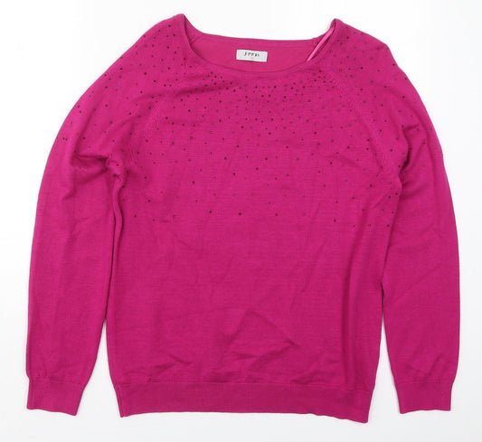 Soon Womens Pink Round Neck  Viscose Pullover Jumper Size 12