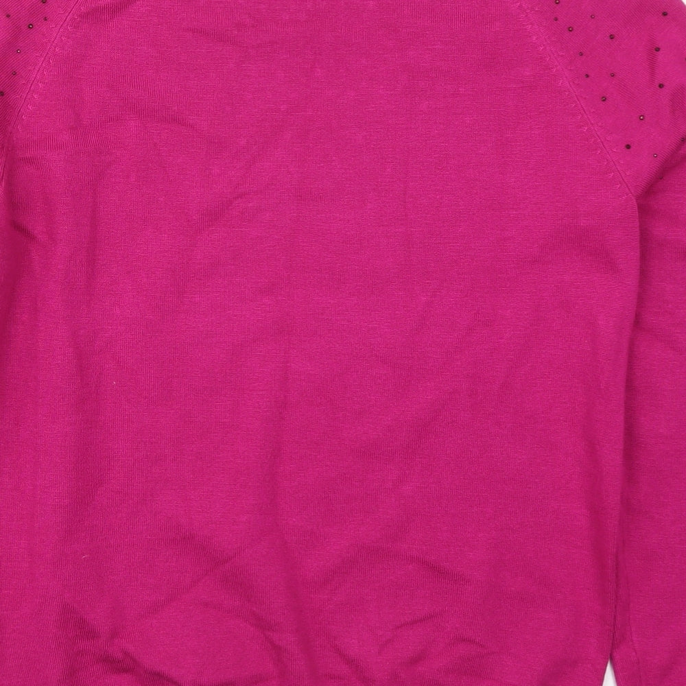 Soon Womens Pink Round Neck  Viscose Pullover Jumper Size 12