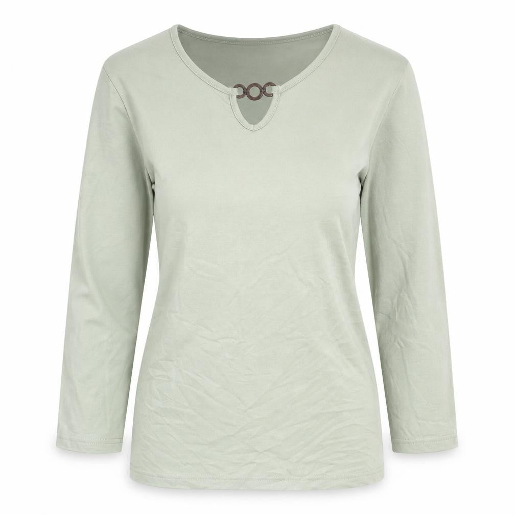 Damart Womens Green  Viscose Basic T-Shirt Size 10 Round Neck