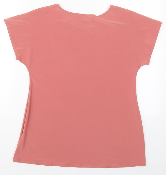 Saloos Womens Pink  Polyester Basic T-Shirt Size 12 Crew Neck