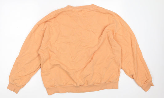 Pull&Bear Womens Orange Round Neck  Cotton Pullover Jumper Size M   - California