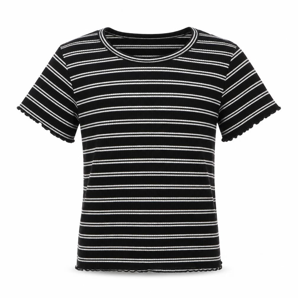 Primark Girls Black Round Neck Striped Polyester Pullover Jumper Size 9-10 Years