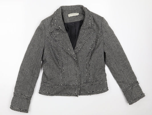 Simon Jeffrey Womens Grey Houndstooth  Jacket Blazer Size 14  Snap