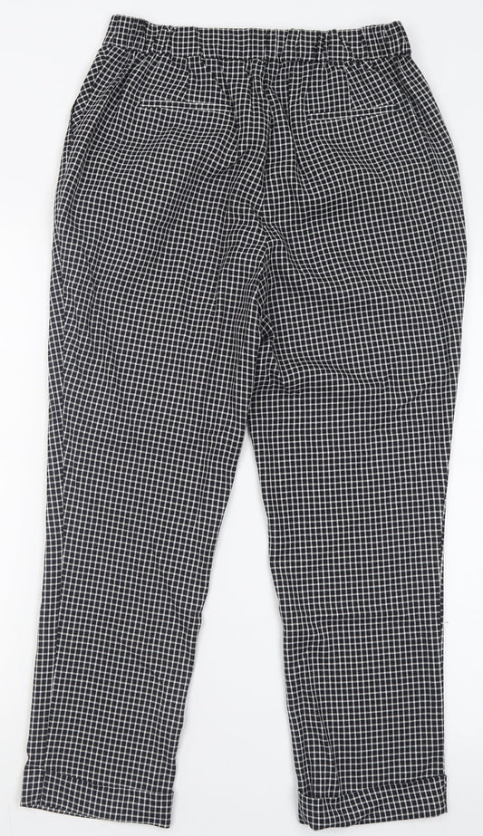 NEXT Womens Black Check Polyacrylate Fibre Trousers  Size 8 L26 in Regular Button