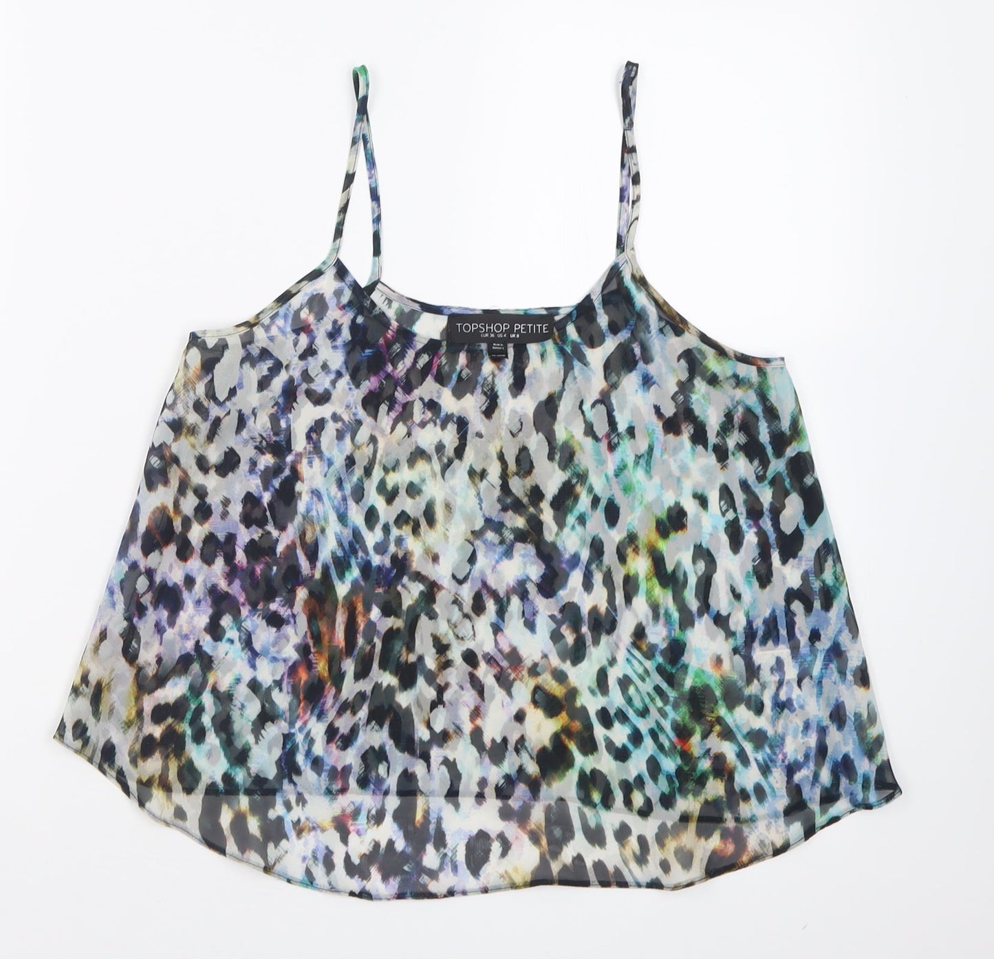 Topshop Womens Multicoloured Animal Print Polyester Basic Tank Size 8 Scoop Neck