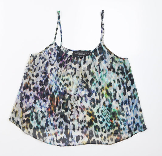 Topshop Womens Multicoloured Animal Print Polyester Basic Tank Size 8 Scoop Neck