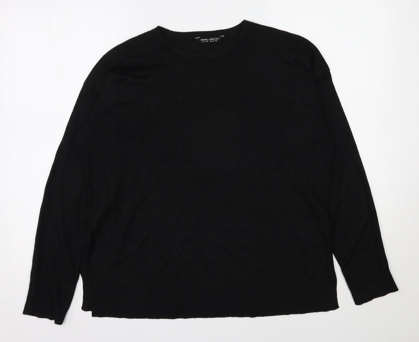 Select Womens Black Round Neck  Acrylic Pullover Jumper Size XL