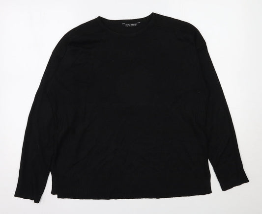 Select Womens Black Round Neck  Acrylic Pullover Jumper Size XL