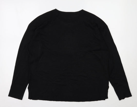 Select Womens Black Round Neck  Acrylic Pullover Jumper Size XL
