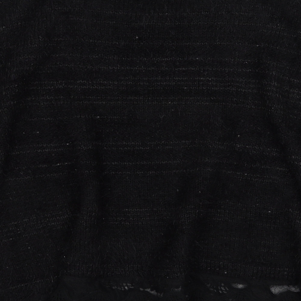 Vouley Vous Womens Black Round Neck  Acrylic Pullover Jumper Size M
