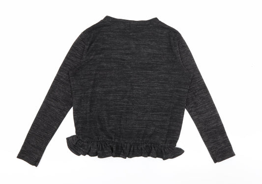 Boohoo Womens Grey V-Neck  Polyester Pullover Jumper Size L