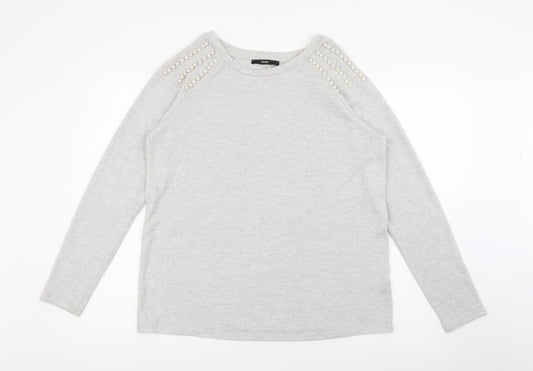 Geaorge Womens Grey Crew Neck  Viscose Pullover Jumper Size M