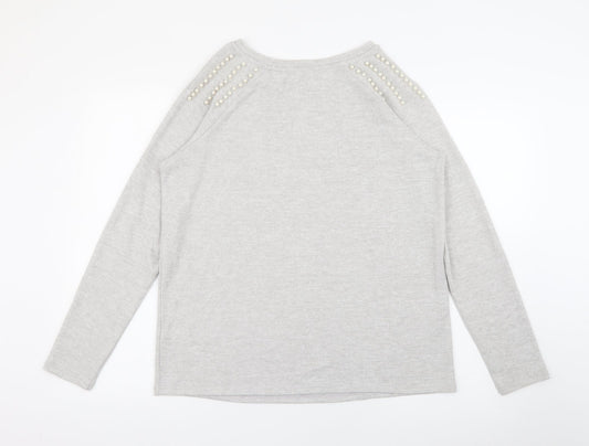 Geaorge Womens Grey Crew Neck  Viscose Pullover Jumper Size M