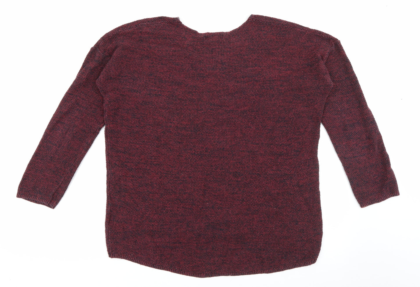 H&M Womens Red V-Neck  Cotton Pullover Jumper Size L