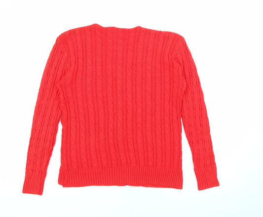 Fashion Alert Womens Red V-Neck  Acrylic Cardigan Jumper Size S