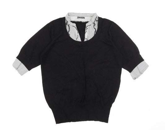 Sevenhill Womens Black Collared  Viscose Pullover Jumper Size XL