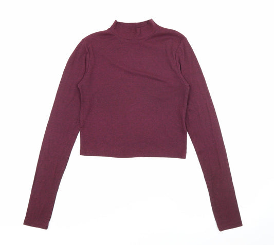 H&M Womens Purple High Neck  Polyester Pullover Jumper Size S