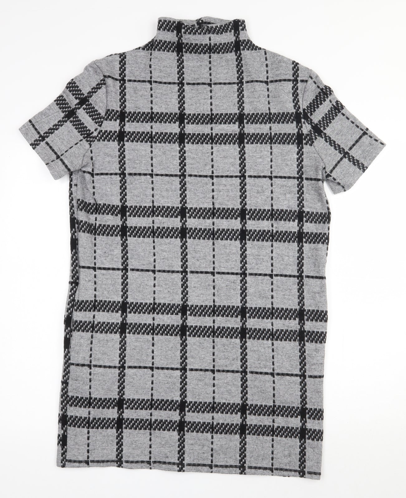 Select Womens Grey High Neck Plaid Polyester Pullover Jumper Size 12