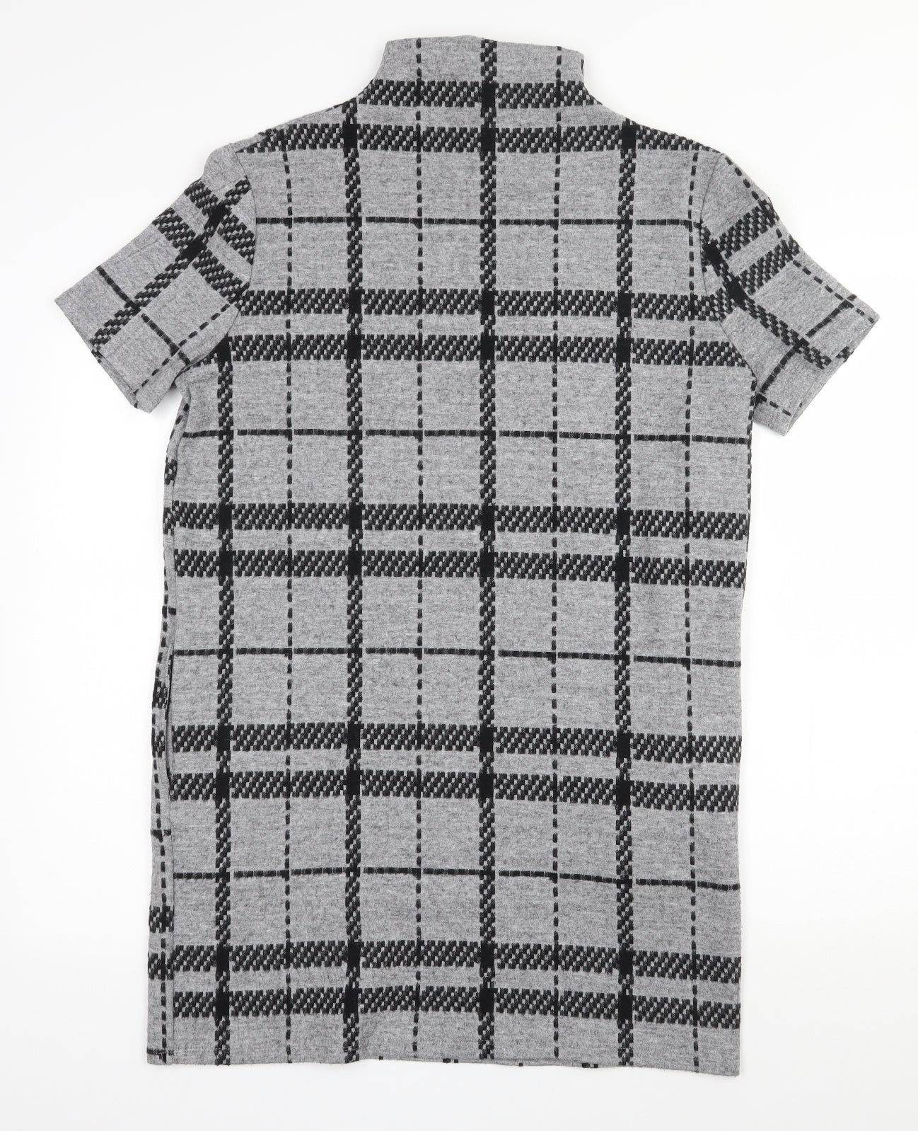 Select Womens Grey High Neck Plaid Polyester Pullover Jumper Size 12