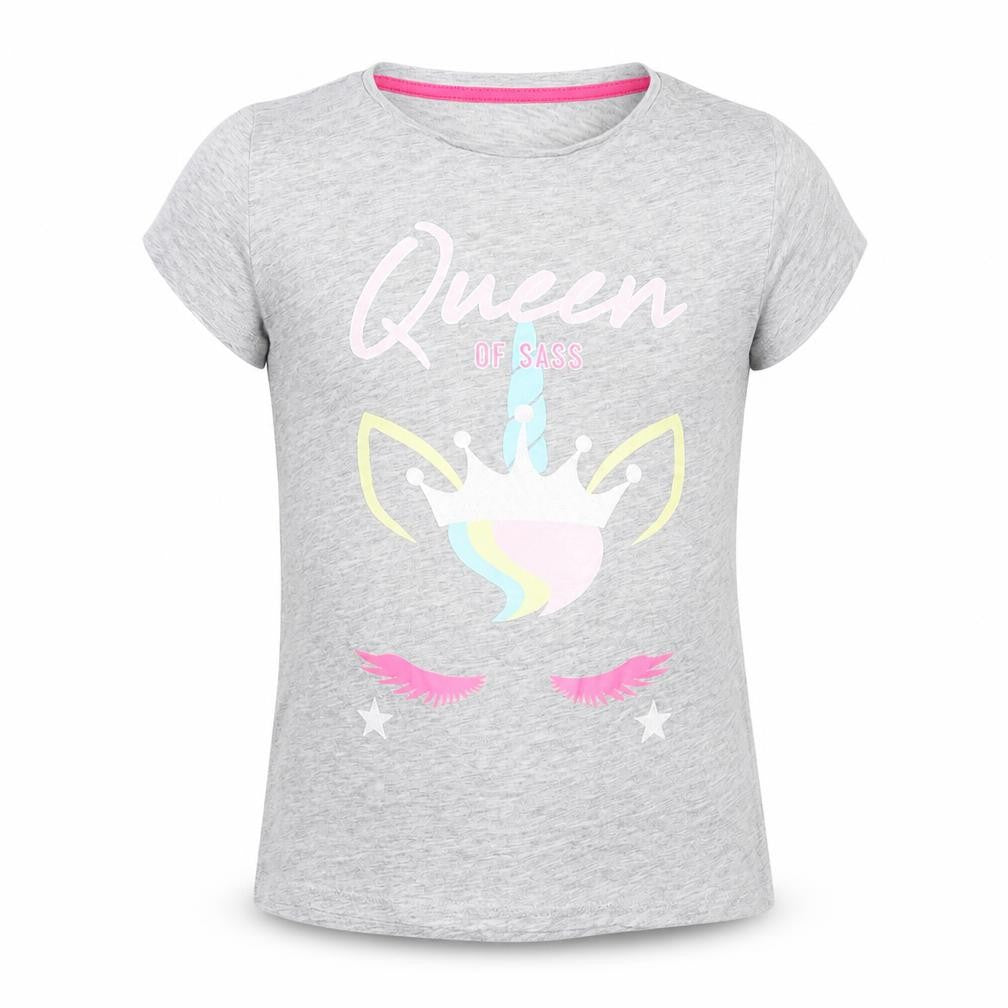 Pep & Co Girls Grey  Cotton Pullover T-Shirt Size 10-11 Years Crew Neck Pullover - Queen of Sass