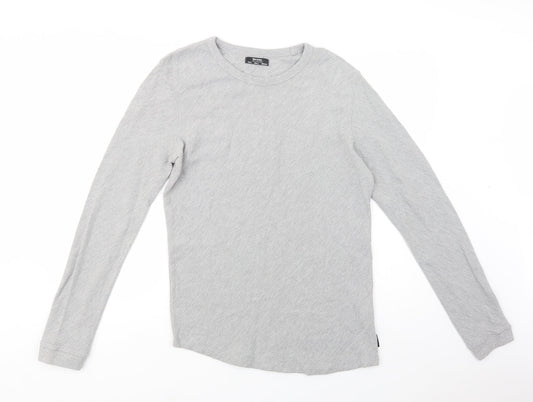 Bershka Mens Grey  Cotton Pullover Sweatshirt Size L