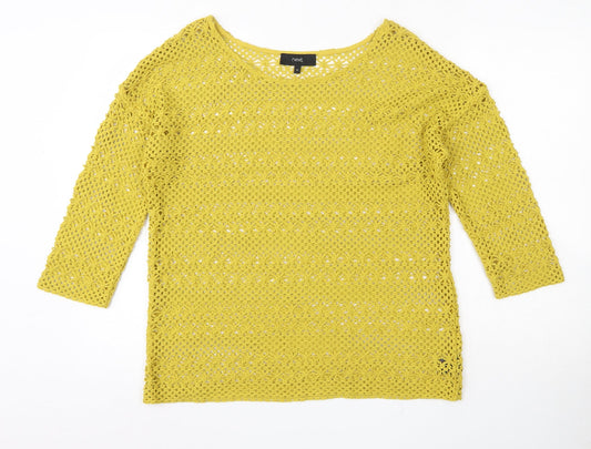 NEXT Womens Yellow Round Neck  Polyester Shrug Jumper Size 12