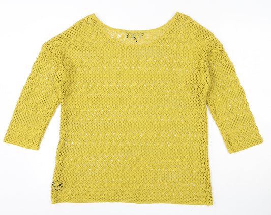 NEXT Womens Yellow Round Neck  Polyester Shrug Jumper Size 12