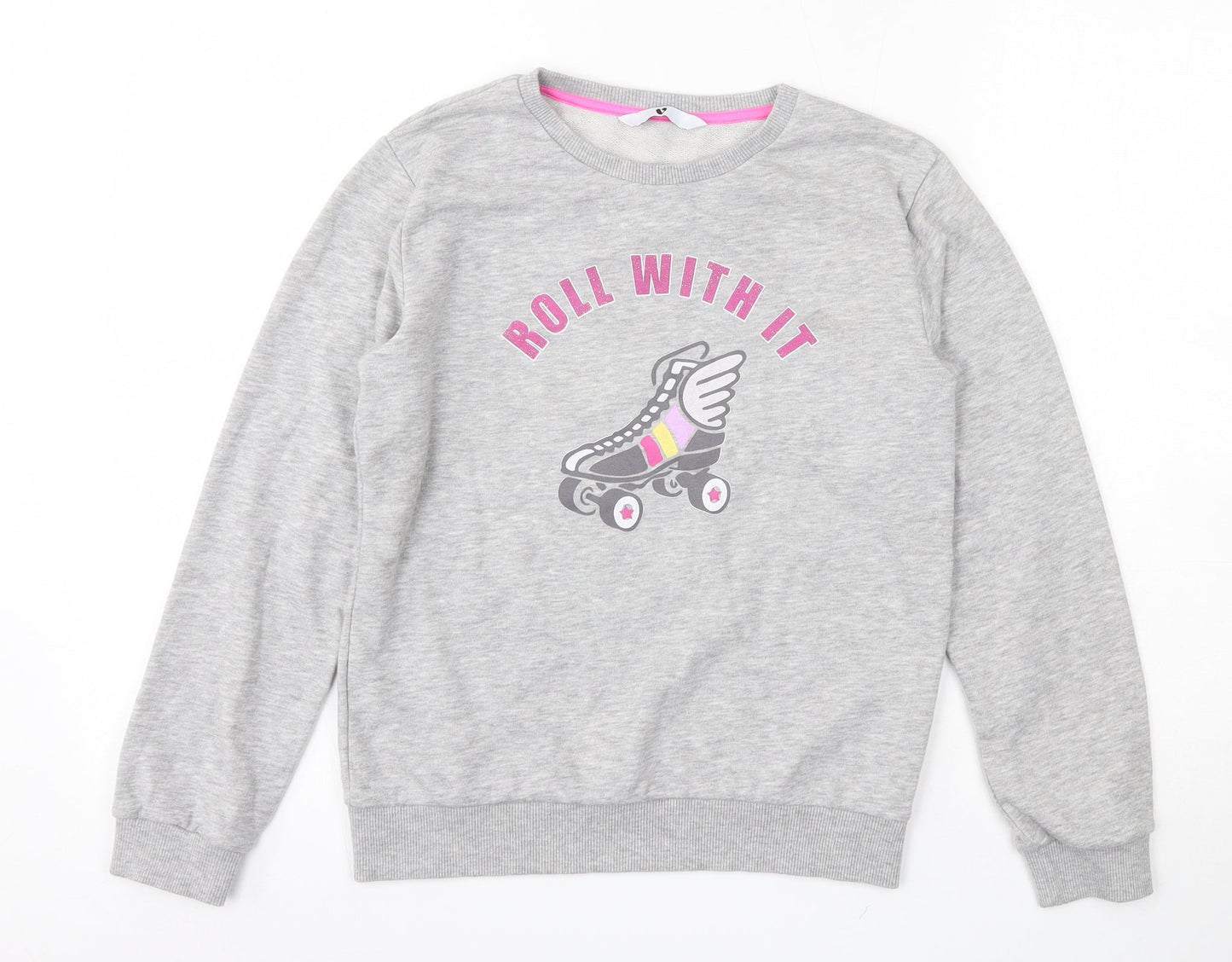 Very Girls Grey  Polyester Pullover Sweatshirt Size 12 Years