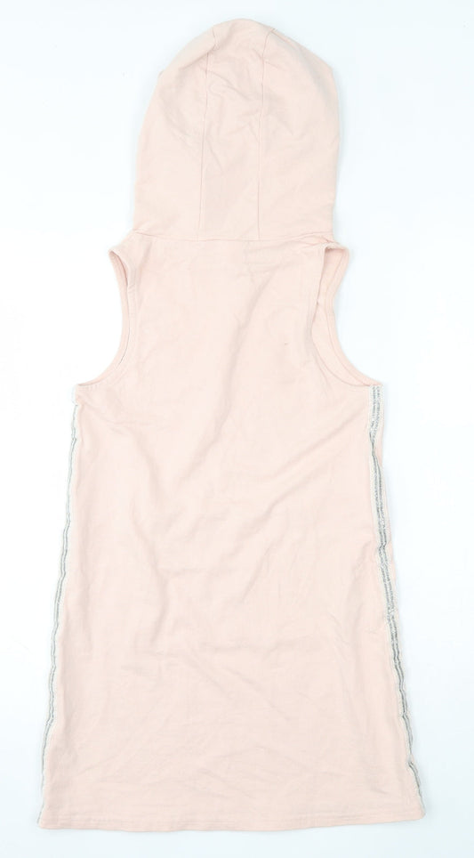 NEXT Girls Pink  100% Cotton Vest Hoodie Size 11 Years  Pullover