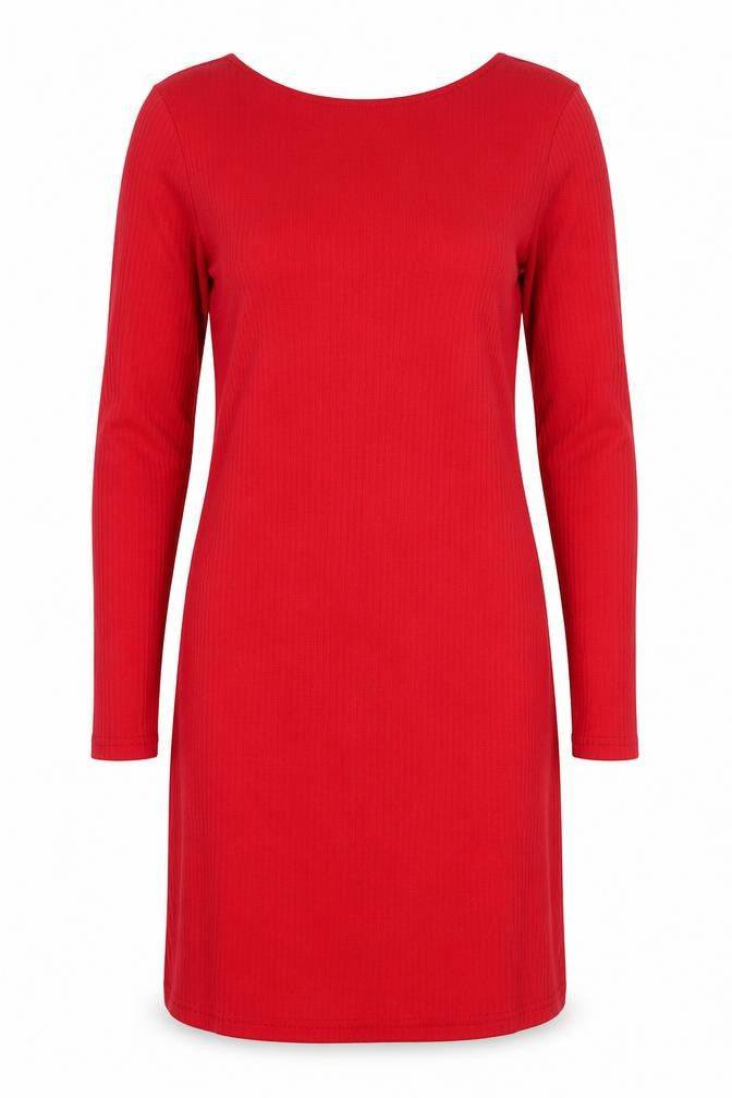 Missguided Womens Red  Cotton Skater Dress  Size 10  Round Neck Zip