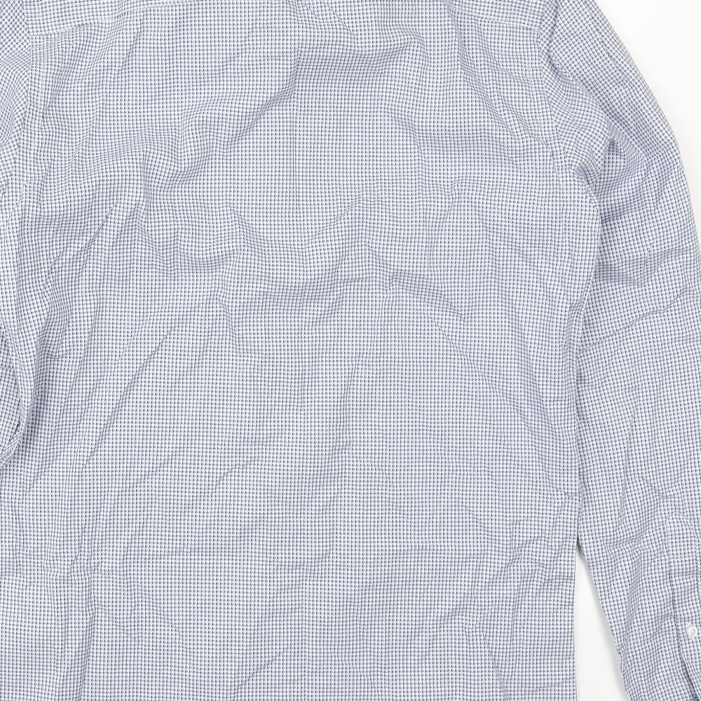 Taylor & Wright Mens Blue Geometric Cotton  Button-Up Size 14.5 Collared Button