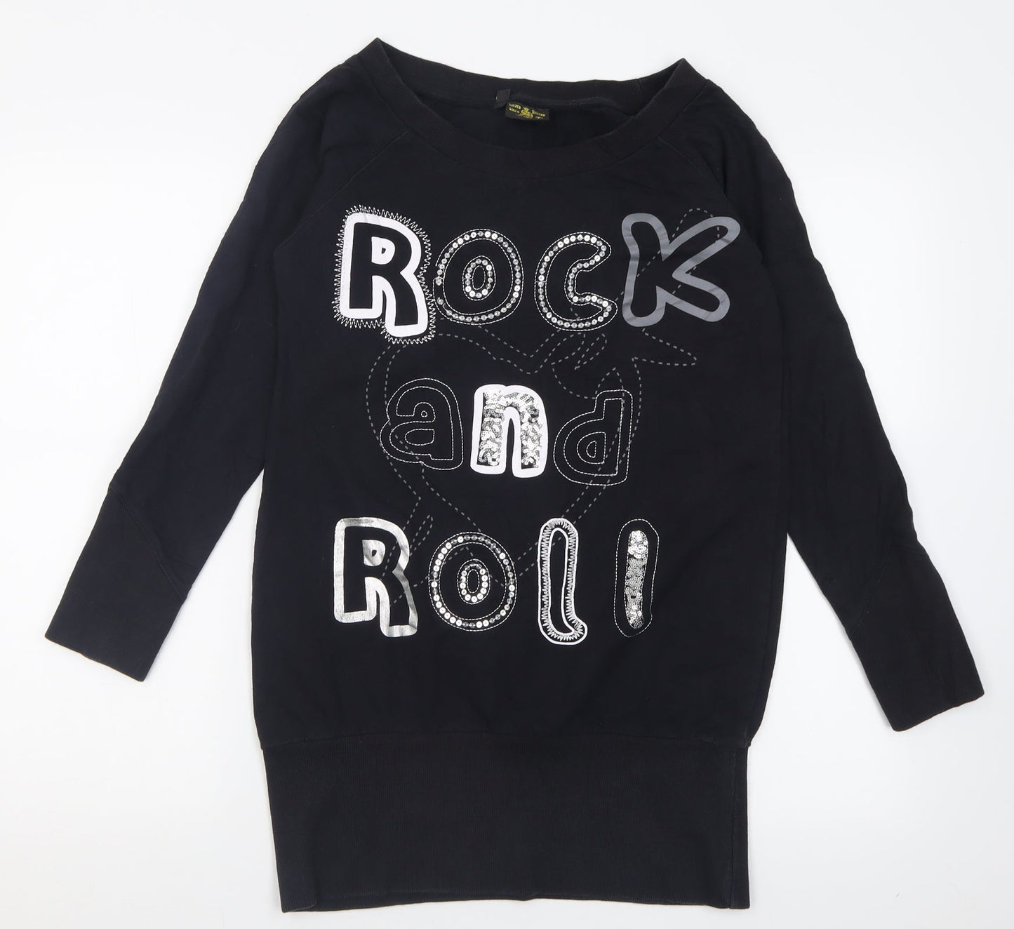 silver dagger Womens Black  Cotton Tunic Sweatshirt Size 8  Pullover