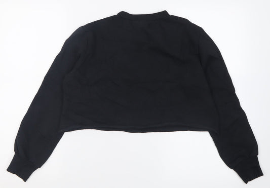 PRETTYLITTLETHING Womens Black  Polyester Pullover Sweatshirt Size 10  Pullover - Cropped christmas