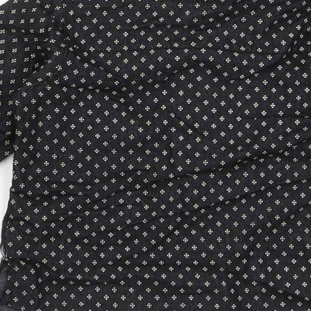 Hero Stars  Boys Black Geometric Cotton Basic Button-Up Size 6-9 Months High Neck Button