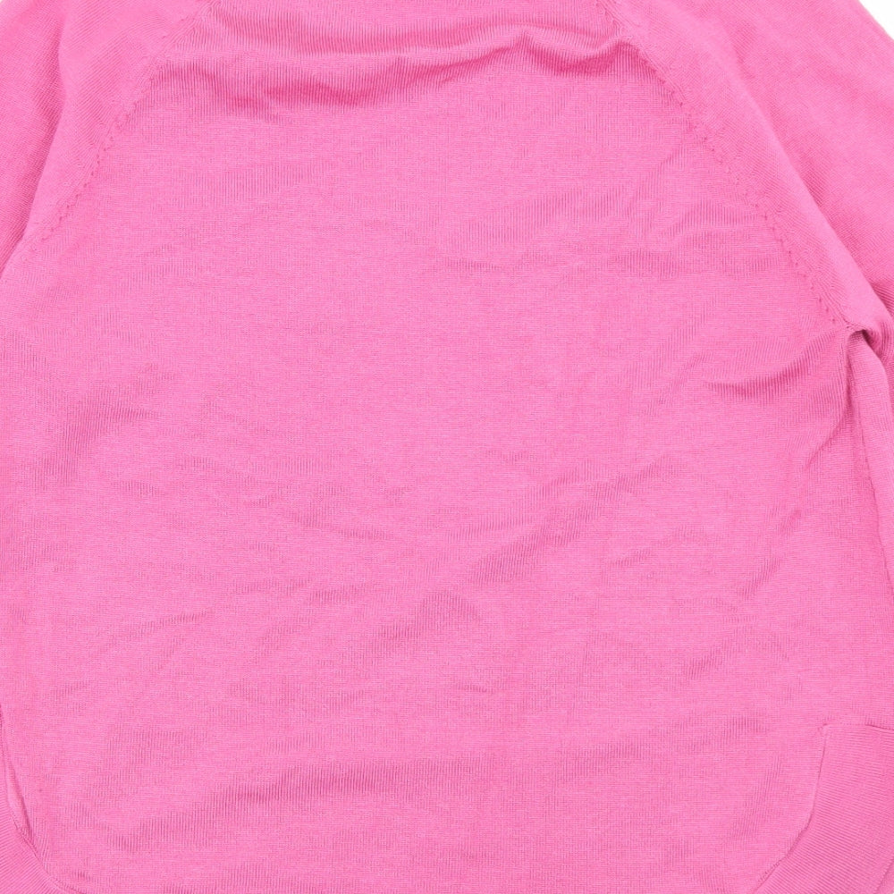 Gallery Womens Pink V-Neck  Acrylic Pullover Jumper Size S